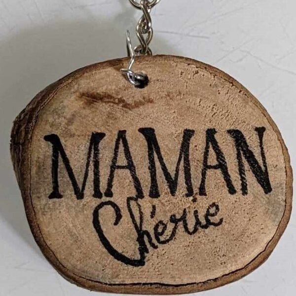 porte cle bois maman cherie