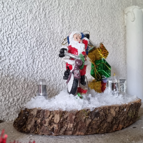 scene de noel pere noel moto