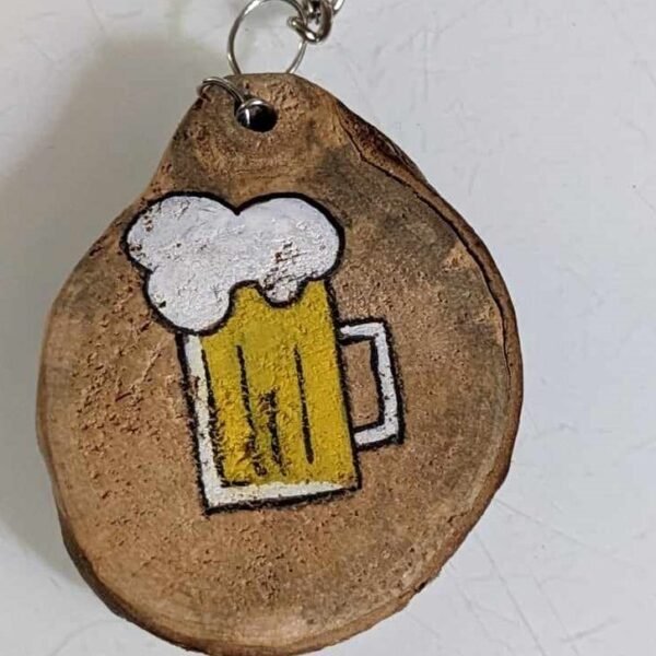 porte clef bois bière