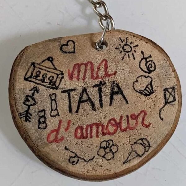 porte clef bois ma tata d'amour2