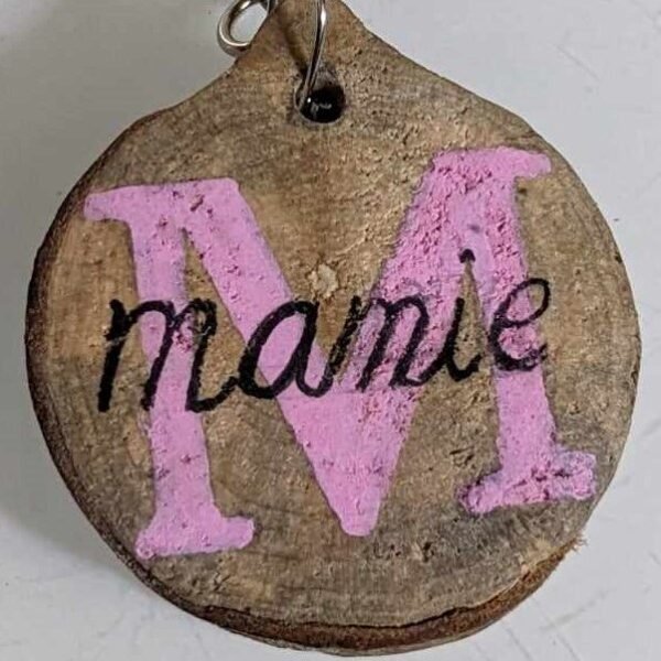 porte clef bois mamier rose