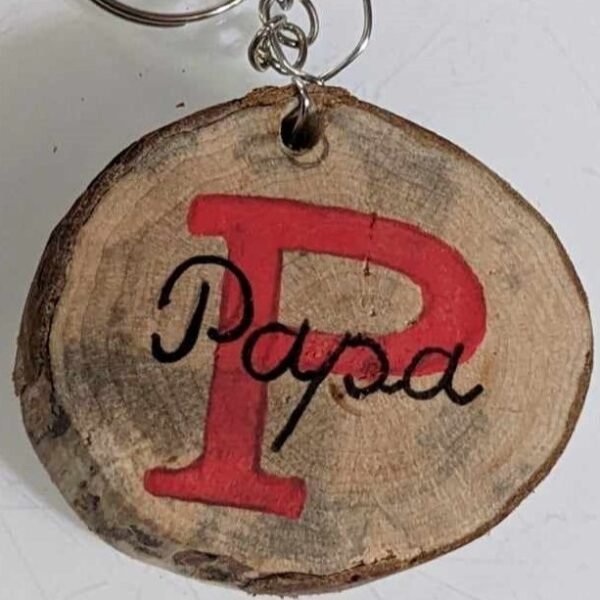 porte clef bois papa rouge