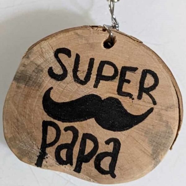 porte clef bois super papa2