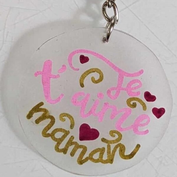 porte clef plastique je t'aime maman