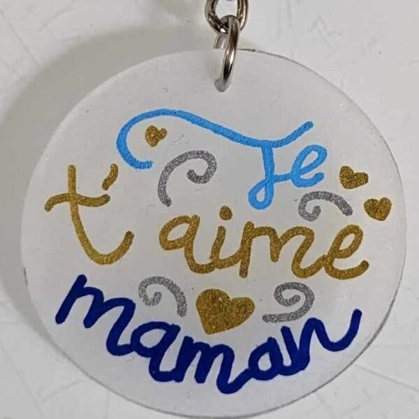 porte clef plastique je t'aime maman2