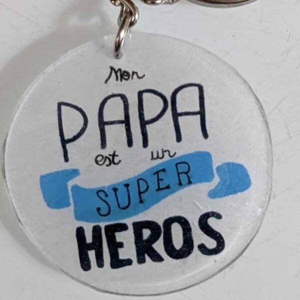 porte clef plastique mon papa est un super heros