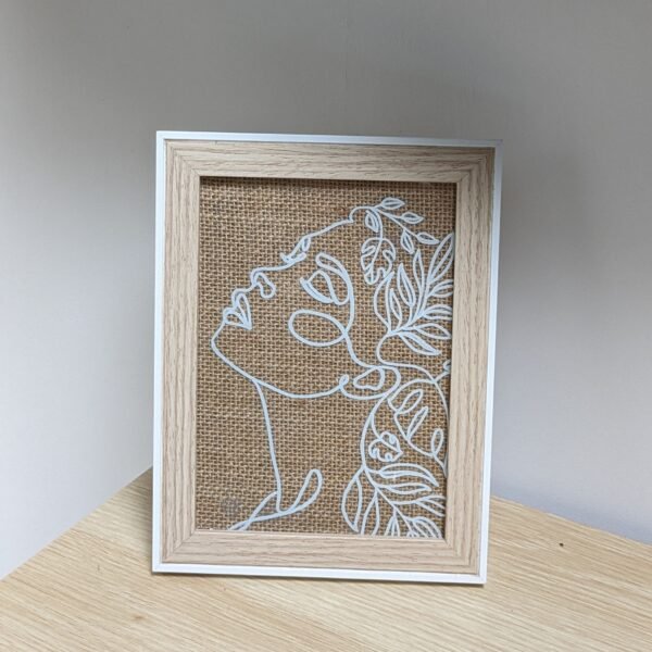 cadre toile de jute visage moderne